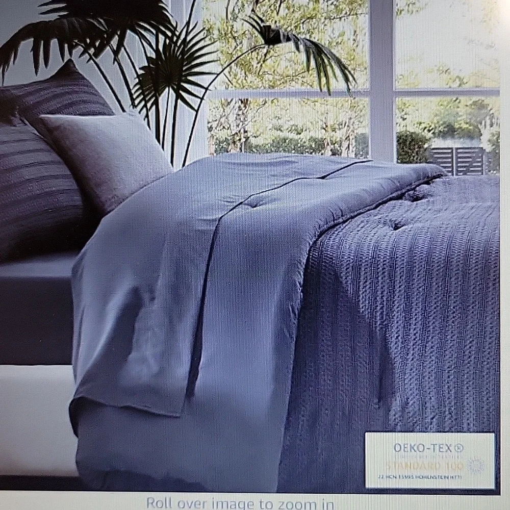 Newspin Dark Gray Waffle Comforter set Queen 7pc bed in bag All Season NEW …